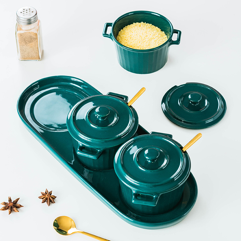 Bộ đựng gia vị 3 ngăn sứ ceramic OEM PMT01