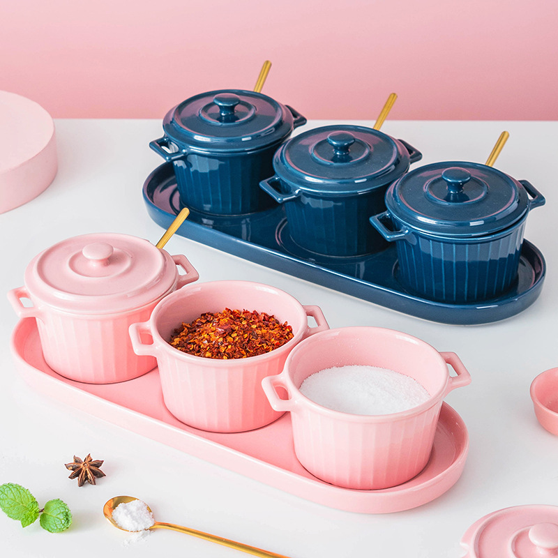 Bộ đựng gia vị 3 ngăn sứ ceramic OEM PMT01