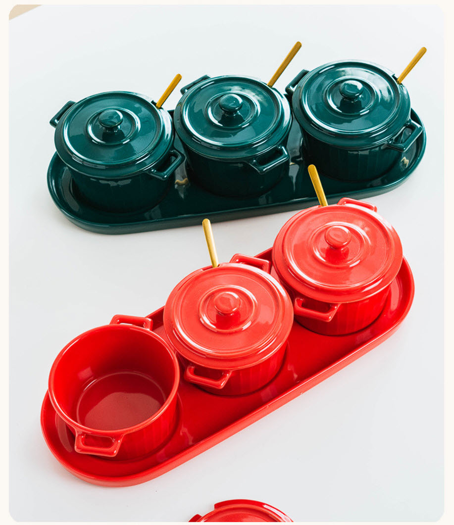 Bộ đựng gia vị 3 ngăn sứ ceramic OEM PMT01