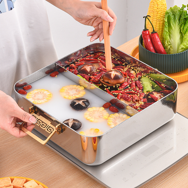 Nồi lẩu 2 ngăn 30cm inox 304 cao cấp OEM DF01