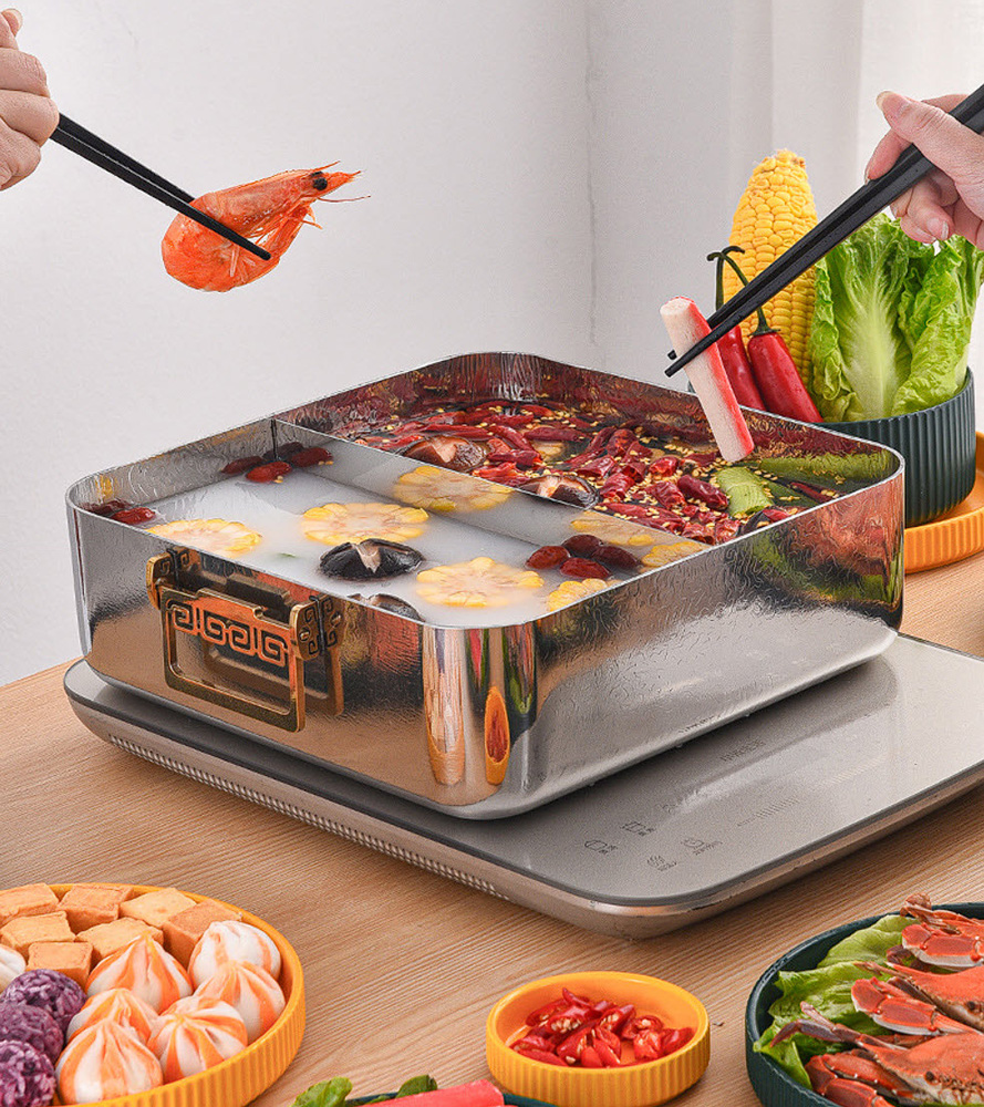 Nồi lẩu 2 ngăn 30cm inox 304 cao cấp OEM DF01