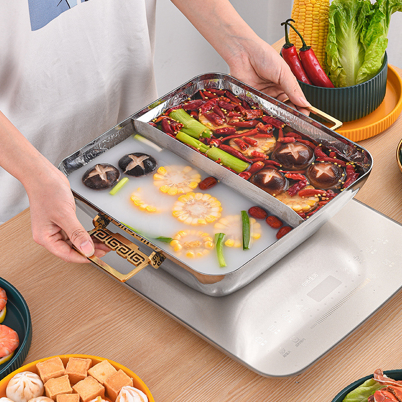 Nồi lẩu 2 ngăn inox 304 cao cấp size 30cm OEM DF06