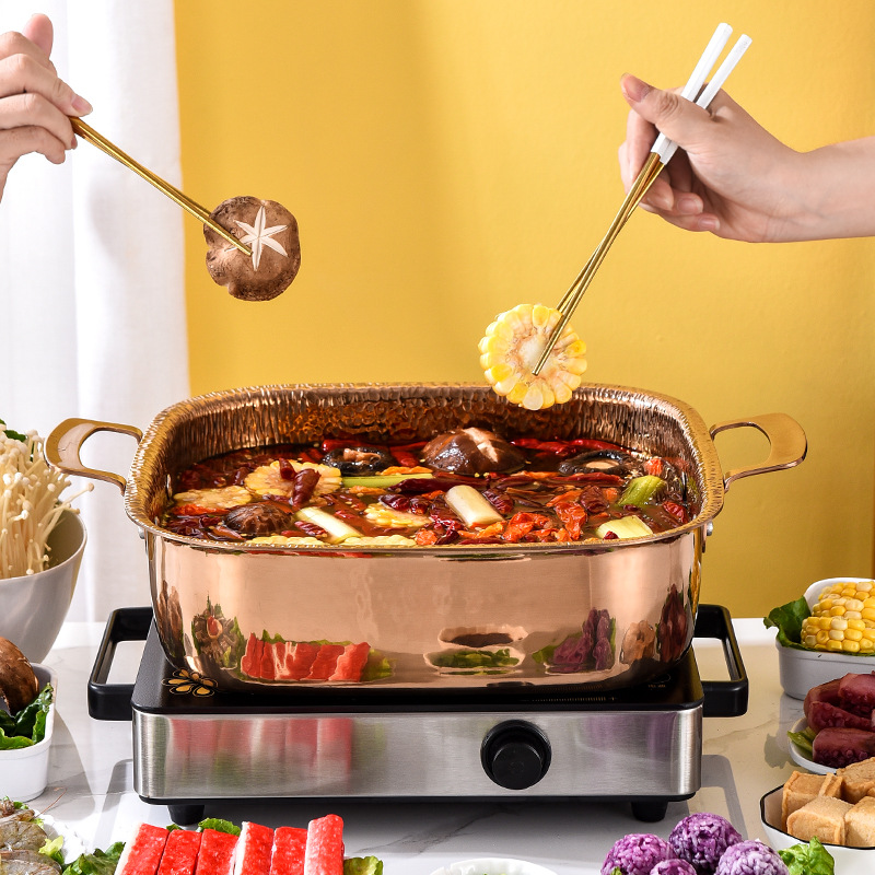 Nồi lẩu mạ vàng inox 304 cao cấp 30cm OEM DF07