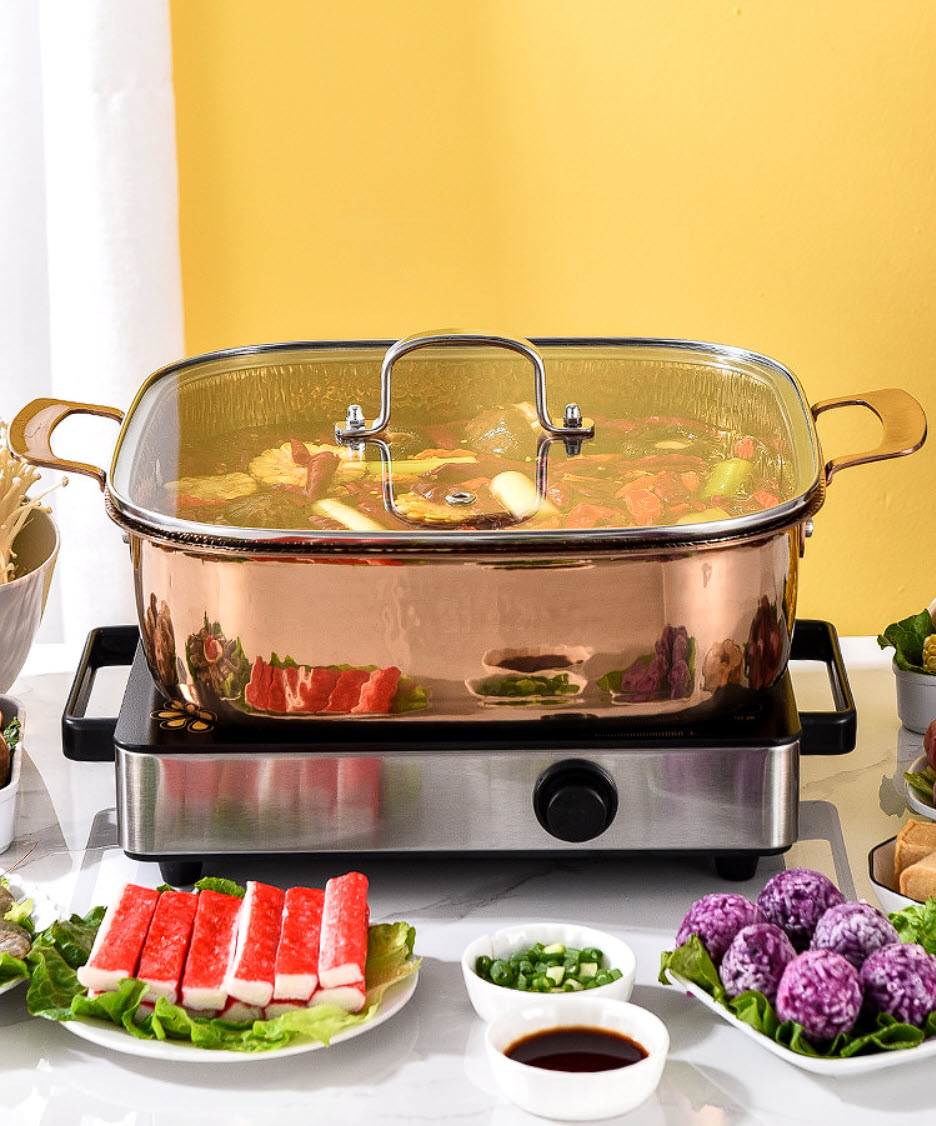 Nồi lẩu mạ vàng inox 304 cao cấp 30cm OEM DF07
