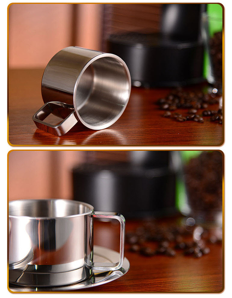 Ly cà phê ly trà sữa nóng 200ml 2 lớp inox 304 OEM XHS16