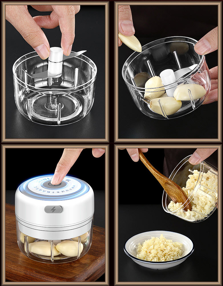 Xay tỏi ớt rau củ dùng pin sạc dung tích 100-250ml Bomans BOM02