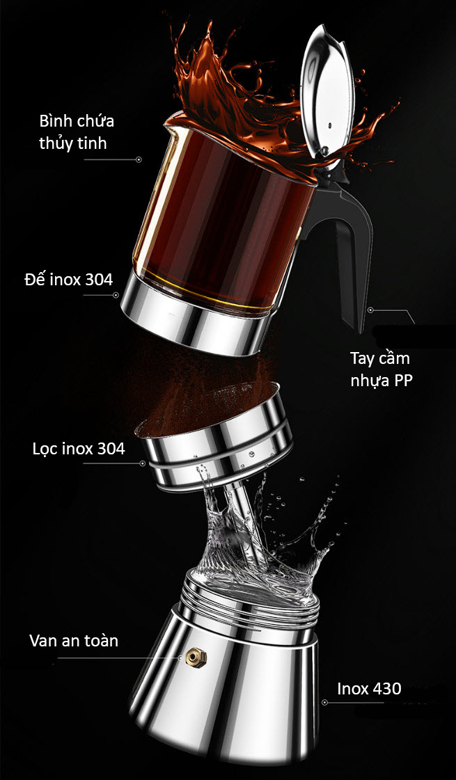 Ấm pha cafe áp suất 160-240ml Bomans BOM13