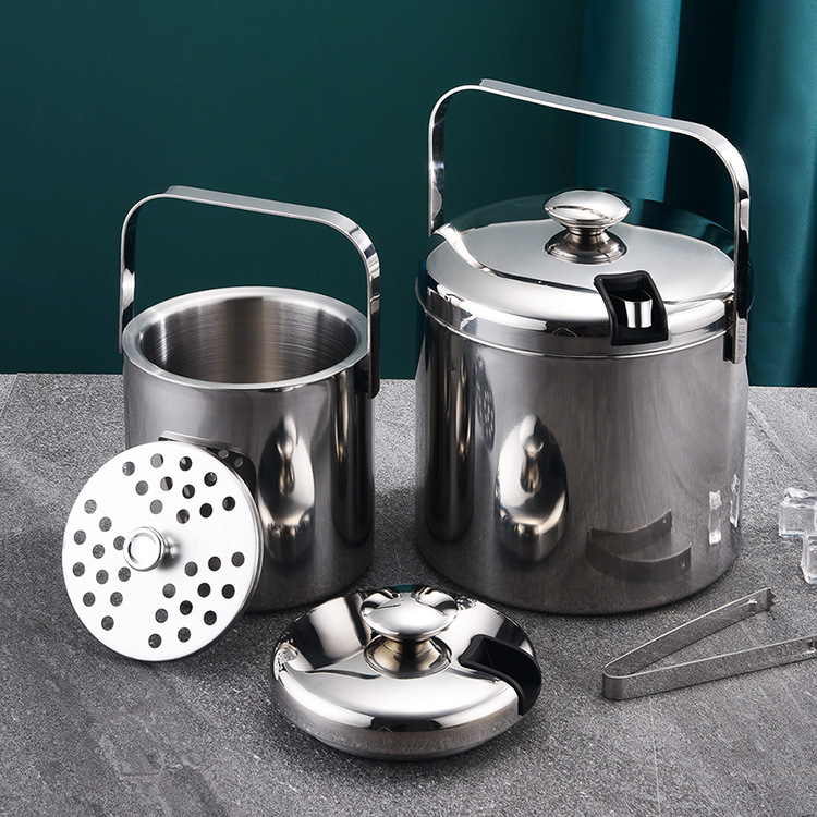 Xô đá 2 lớp inox 304 kèm kẹo gắp OEM JG69B