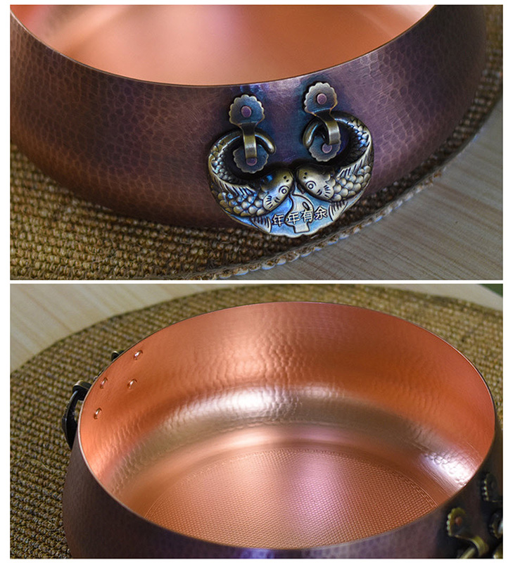 Nồi lẩu đồng đỏ copper hanhmade 24-33cm OEM LHT02